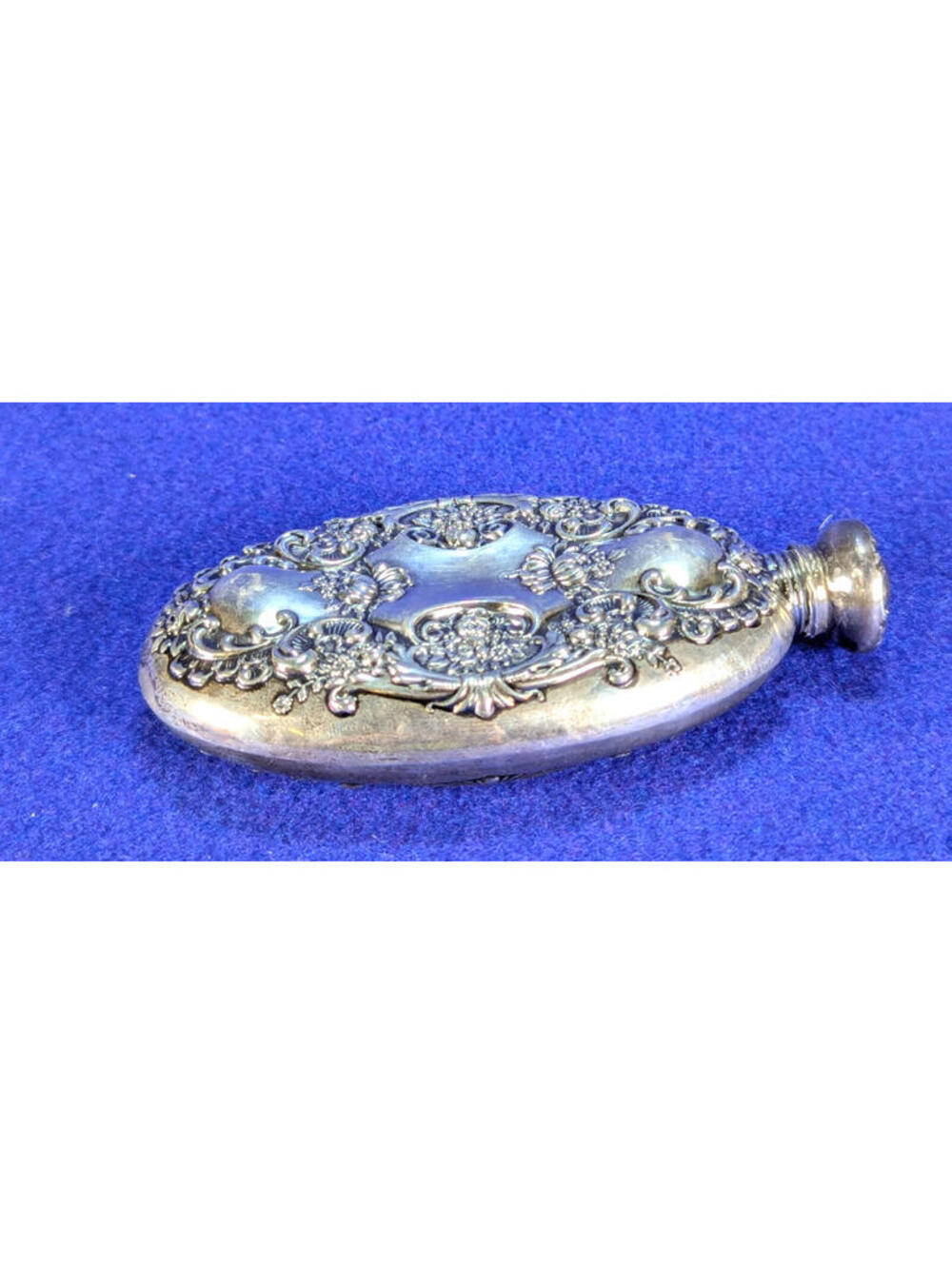 Antique Sterling Silver Repousse Perfume Scent Flask Floral Victorian Revival - Picture 3 of 11